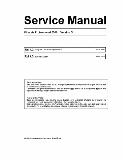   Chassis proffessional 8500 Version D , service and schematics